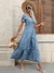 Vestido linho moda primavera verão longo
