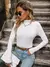 BLUSA GOLA ALTA MANGA LONGA JUSTA - Clamilli