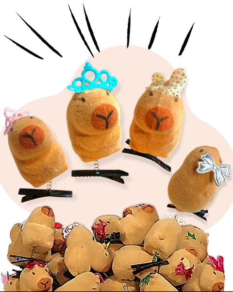 Capybara Kawaii X1 Broche Pelo