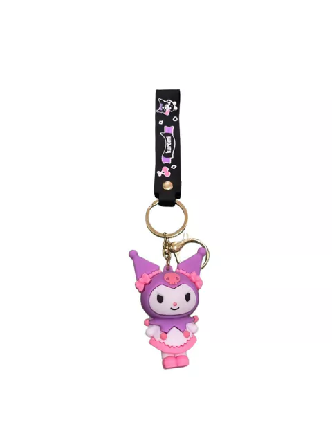 Llavero Goma Kuromi Violeta Pollera Rosa