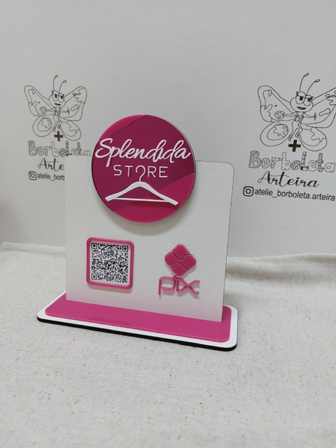 Placa Pix 1 qr code fundo de mdf e detalhes em acrílico retangular - comprar online