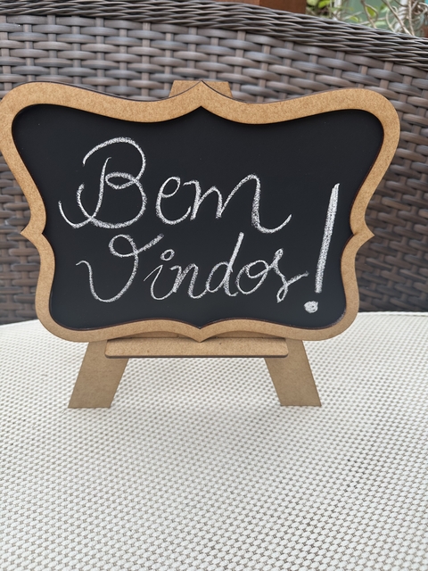 Placa decorativa mini lousa cavalete 26x20cm