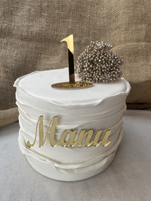 Topo de Bolo Nome + Número em Acrílico Espelhado Personalizado para Aniversário