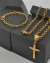 Kit Corrente Elo Oval (5mm) + Pingente Cruz Inri Cristo G + Pulseira - Banhado a Ouro 18k na internet