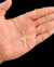 Corrente Grumet (3mm) + Pingente Inri Cristo P - Banhado a Ouro 18k
