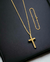 Kit Corrente Grumet (2mm) + Pingente Cruz Inri Cristo G + Pulseira - Banhado a Ouro 18k