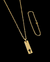 Kit Corrente Elo Cadeado (2,5mm) + Pingente Retangular Cruz Longo + Pulseira - Banhado a Ouro 18k