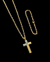 Kit Corrente Tijolinho (3mm) + Pingente Cruz c/ detalhe Prata + Pulseira - Banhado a Ouro 18k