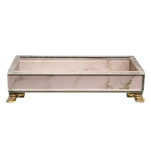 BANDEJA CAIXA MANCHADA ROSE C/ DOURADO 10x20 - 040101