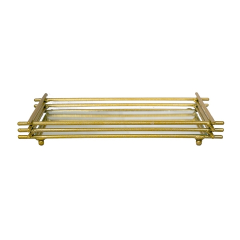 BANDEJA FERRO TRANCADO DOURADA 25x15 - F1024