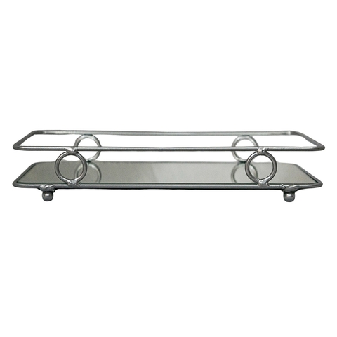 BANDEJA FERRO BOLINHA 22x12 PRATA - F1075