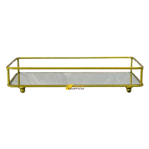 BANDEJA FERRO TUBULAR C/ PÉ DOURADA 22x12 - F1051