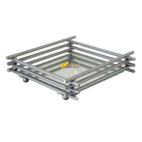 BANDEJA FERRO TRANÇADO 13X13 PRATA - F1056