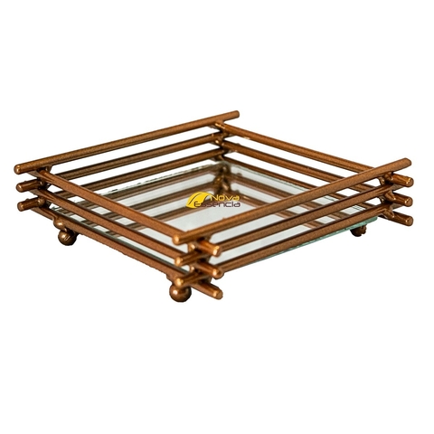 BANDEJA FERRO TRANÇADO 13X13 COBRE - F1056
