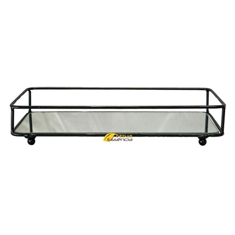 BANDEJA FERRO TUBULAR C/ PÉ PRETA 22x12 - F1051
