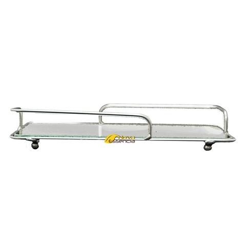 BANDEJA FERRO NAPOLES 22x12 PRATA - F1088