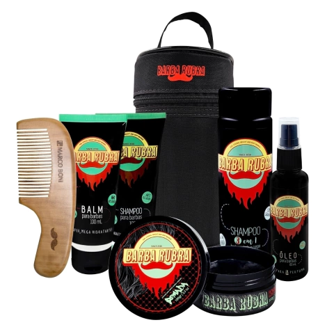 Kit Barba Rubra Completo, Barba, Cabelo, Corpo C/ Necessaire