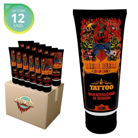 Kit Revenda - Balm Hidratante Para Tatuagens 100ml - 12Und - Barba Rubra