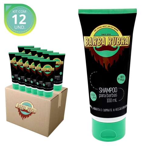 Kit Revenda - Shampoo Para Barba 100ml - 12Und - Barba Rubra