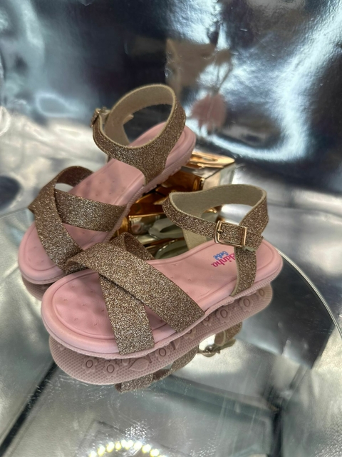 Sandalia Glitter Ouro Rosado