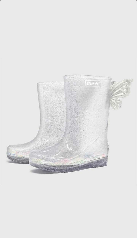 Galocha Slim Glitter Prata Borboleta
