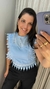 Blusa tecido com detalhes de lese e aviamentos - loja online