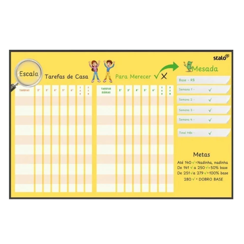 Quadro Planner Mural da Conquista Kids 90X60cm - 4913 - Stalo