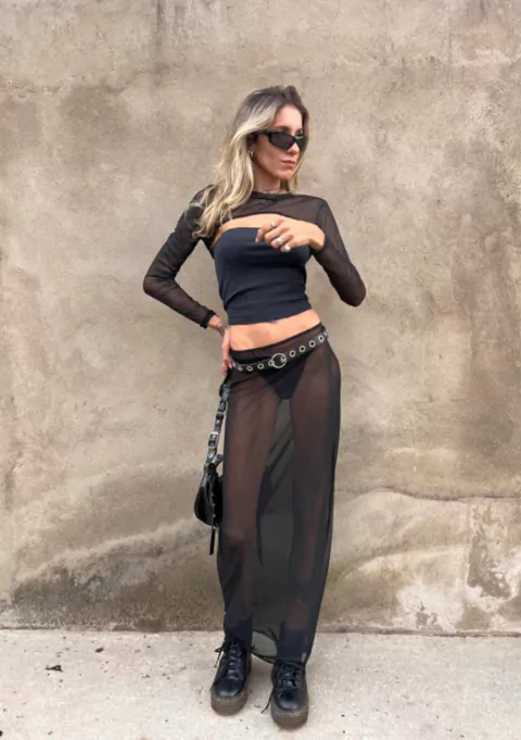 Saia Tule Tubinho Longa