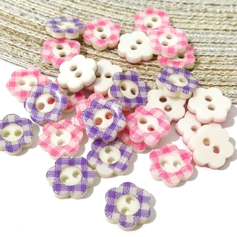 Botão Flor 12mm 2 furos - 12UN