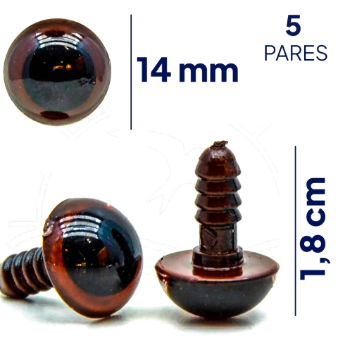 Olho Amigurumi Redondo 14mm 05 pares