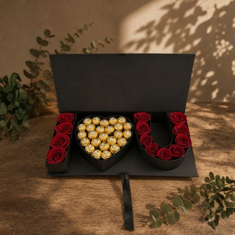 DIA DOS NAMORADOS | CAIXA I LOVE YOU COM ROSAS E FERRERO ROCHER