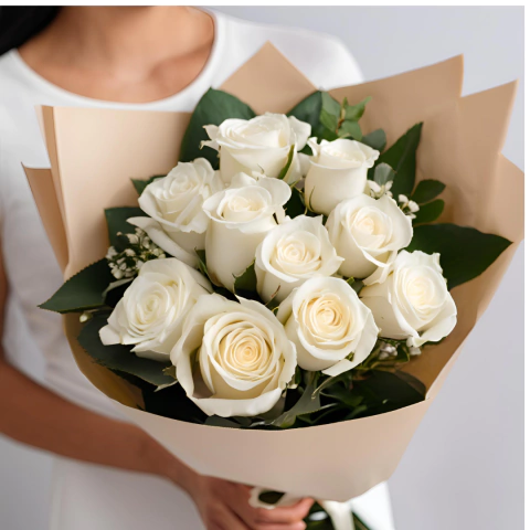 BUQUÊ DE ROSAS BRANCAS | 12 BOTÕES