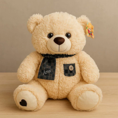 URSO DE PELÚCIA CINZA COM CACHECOL MARINHO E BORDADO - comprar online