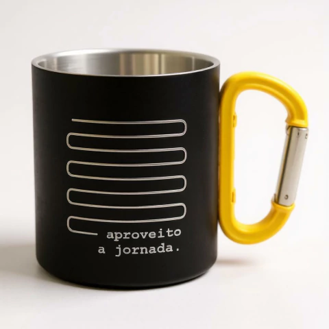 CANECA INOX PRETA COM ALÇA MOSQUETÃO | ADVENTURE - comprar online