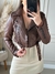 JAQUETA COURO PU DEMY MARROM - comprar online