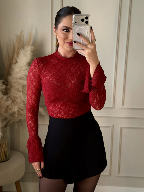 BLUSA LIBÉLULA RENDA VERMELHO