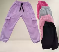 PACK 6 JOGGINGS CARGO DE NENA SUPER FRIZADOS CON CORDÓN DE LUREX TALLES DEL 4 AL 14 - comprar online