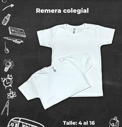 PACK 6 REMERAS COLEGIAL BLANCAS LISAS TALLES DEL 4 AL 14