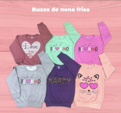 PACK 7 BUZOS FRIZADOS DE NENA ESTAMPADOS TALLES DEL 4 AL 16