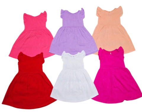 Pack 6 Vestidos De Lino Lisos Súper Frescos Talles Del 4 Al 14