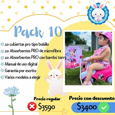 Pack 10 pañales ecológicos Brillito