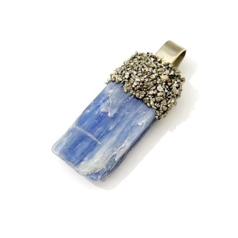 DIJE DE ALPACA CIANITA AZUL Y PIRITA CHICA - comprar online