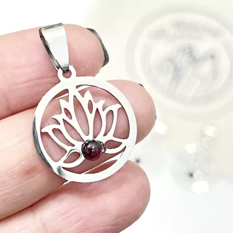 FLOR DE LOTO PEQUEÑO DE ACERO GRANATE