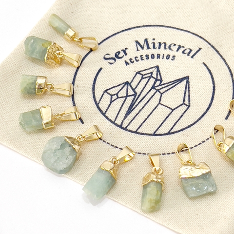 DIJE CASCAYO AGUAMARINA BAÑO DORADO