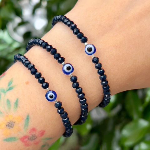 PULSERA PROTECCION CRISTAL CHECO DONA AZUL PEQUEÑA Y OJO TURCO - comprar online