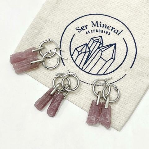 ARITOS BASTON DE TURMALINA ROSA