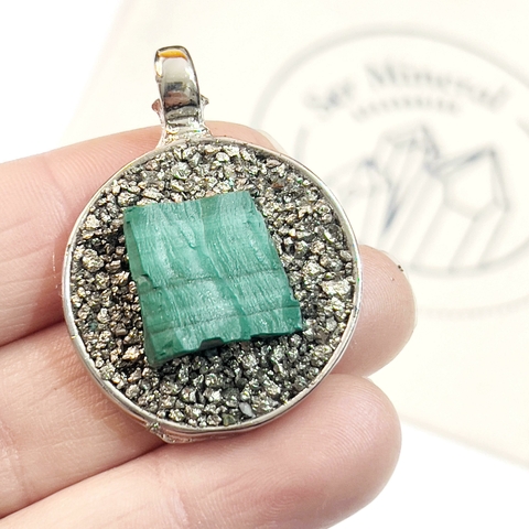 DIJE CAZUELA GRANDE MALAQUITA Y PIRITA