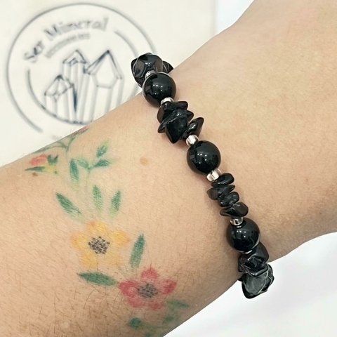 PULSERA DE ONIX NEGRO (escallas y esfera)