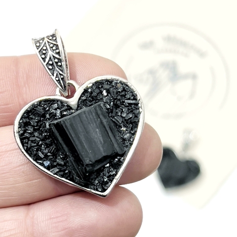 DIJE CORAZON CAZUELA TURMALINA NEGRA - comprar online