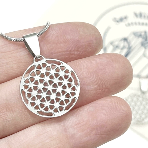 FLOR DE LA VIDA PEQUEÑO DE ACERO